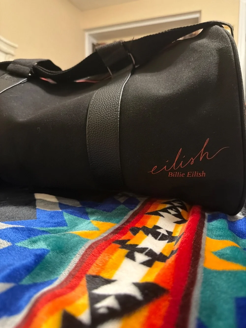 Billie Eilish Duffle Bag Black Red Logo Ulta Travel Bag Zipper New BNWT